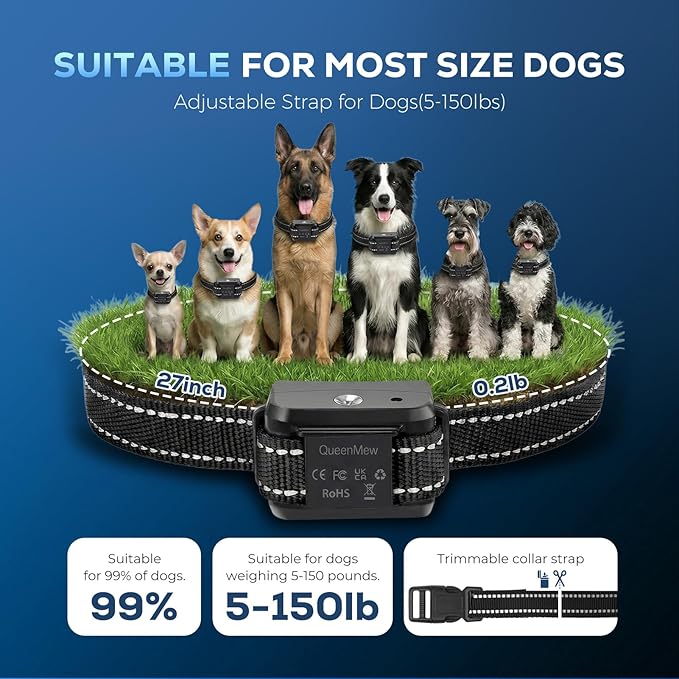 Citronella Dog Bark Collar, Dog Bark Collar for Large Medium Small Dogs, Bark Collar with Adjustable Spray & Sensitivity, Rechargeable Anti-Bark Collar for Dogs with Safe, 2 Collar Straps(Black)