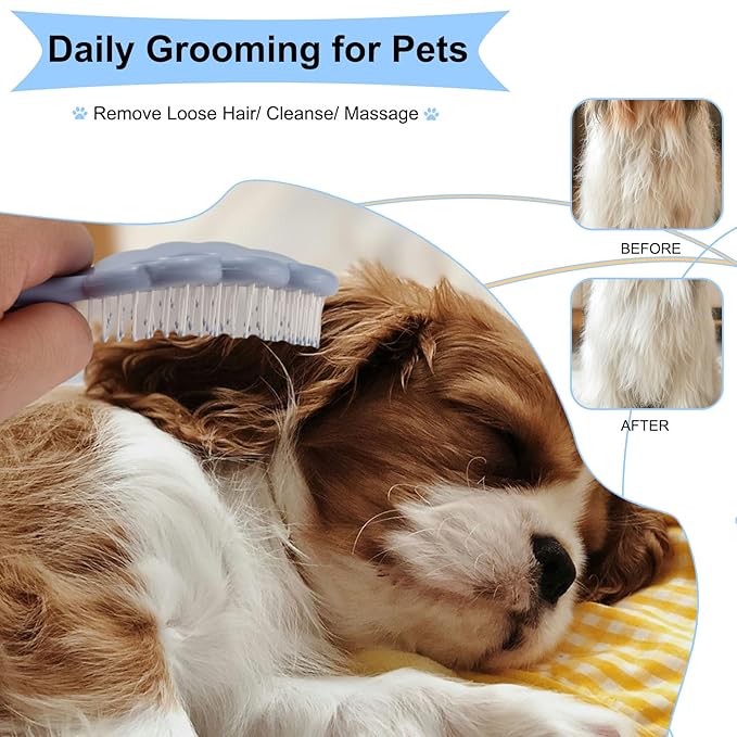 Cloud-Shaped Soft Bristle Puppy Brush for Small Dogs - Yorkie, Shih Tzu, Maltese, and Toy Poodles Grooming Tool with Detachable Lint Comb and Gift Box （Blue）