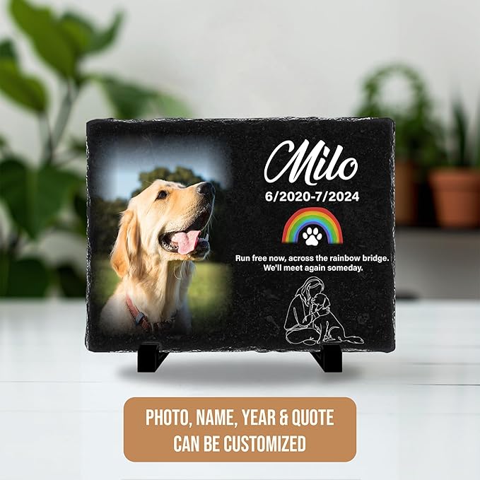 Custom Dog Memorial Stones Personalized Dog Gifts | Pet Memory Thoughtful Gifts for 4-Legged Companion Passed Away | Best Remembrance Gift for Pets Loss | Pet Stones Memorial Dogs with Photo