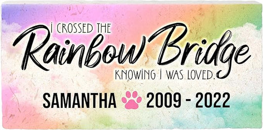 Personalized Pet Memorial Stone, 6x12 Custom Limestone Pet Grave Markers as Keepsake or Pet Remembrance, Thoughtful Pet Loss Gifts for Bereaved Pet Owners, Personalized Memorial Gifts (A. Samantha)