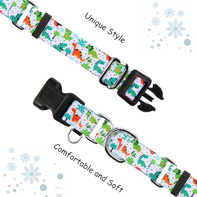 Martingale Dog Collars with Buckle No Pull Training Dog Collar for Medium Dogs (Green Dinosaur, Medium)