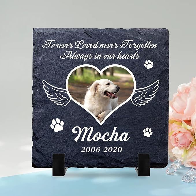 EDSG Personalized Dog Memorial Gifts for Loss of Dog Pet Memorial Gifts for Dogs Cats Memorial Stone Pet Loss Gifts Natural Slate Grave Plaque Pets Bereavement Gifts Loss of Pet Gift (Design 4)