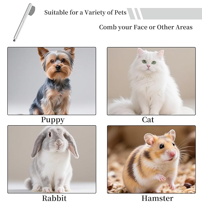 Precision Tear Stain Comb for Small Dogs Cats Face Eye Gunk Removal Tool ，Fit Yorkie, Shih Tzu, Maltese, Maltipoo, Pomeranian, Puppy Starter Kit, Pet Supplies (White)