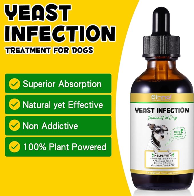 Dog Yeast Infection Treatment, Natural Yeast Infection Treatment for Dogs, Supports Dog Ear Infection Treatment and Allergy Itch Relief, Reduces Inflammation,Improve Coat & Skin, Bacon Flavor, 2 Fl Oz
