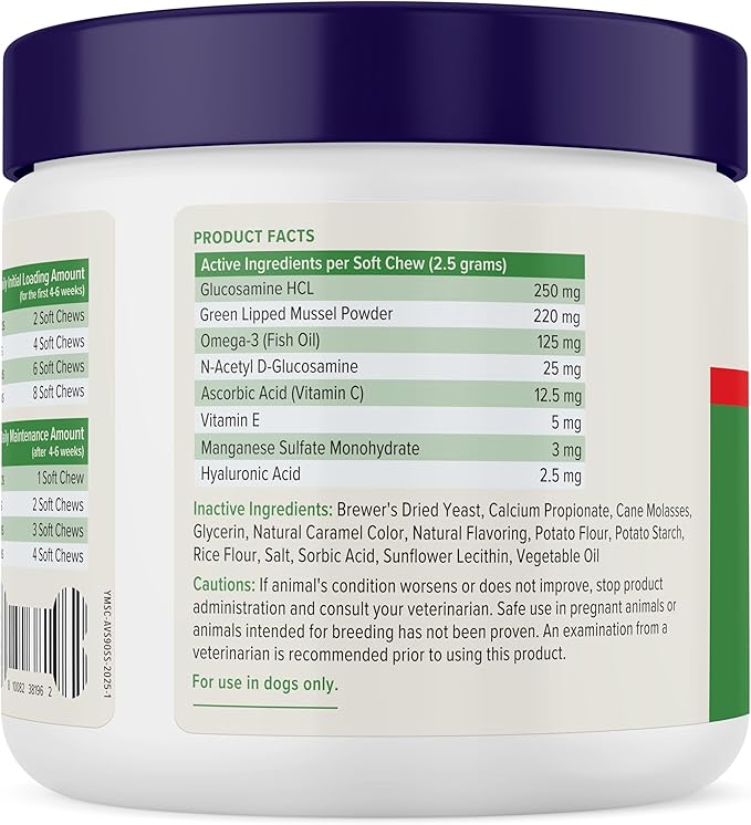 Yumove Hip & Joint Supplement for Dogs with Glucosamine, Hyaluronic Acid, Green Lipped Mussel & Omega 3 Joint Supplement - Regular or Advanced Strength (90 Count, Advanced Vet Strength Soft Chews)