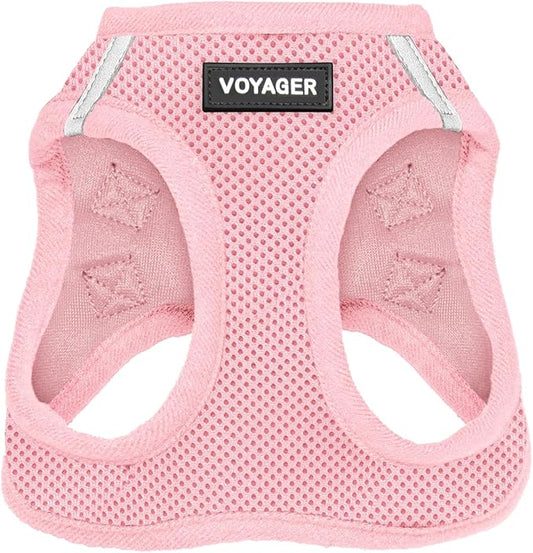 Best Pet Supplies Voyager Step-in Air Harness - All Weather Mesh, Reflective, No Pull Harness for Dogs, Cats - Secure with Hook & Loop Fastener, Buckle, Double D-Rings - Pink, M