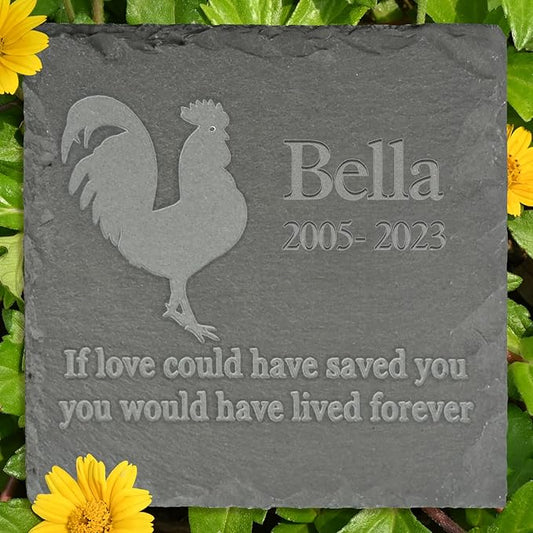 Pet Memorial Stone Gift - Garden Memorial Gravestone - Chicken Grave Marker - Sympathy Headstone - Personalized Chicken Loss Sympathy Gift - Memorial Gifts - Bereavement Gift for Loss of Pet