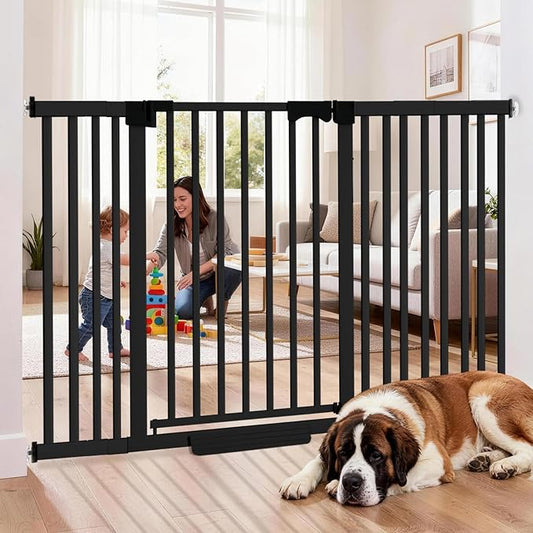 41" Extra Tall Dog Gate Indoor,30-62.5" Wide Heavy Duty Pet Gate for Doorways,Baby Gate with Walk Through and Auto Close, Pressure Mounted, Suitable for Stairs,Kitchen,Black