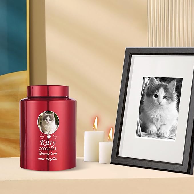 Custom Urns for Dogs and Cats Ashes Personalized Pet Urn with Name and Photo Pet Cremation Memorial Urn for Loss of Dog or Cats Engraved Pet Funeral Urns (Beards)