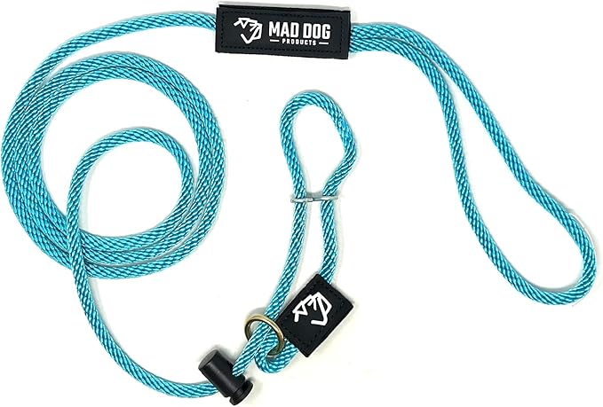 Mad Dog Products Easy Leader Dog Leash 1/4" x 8' Aqua Signature Rope - Made in USA