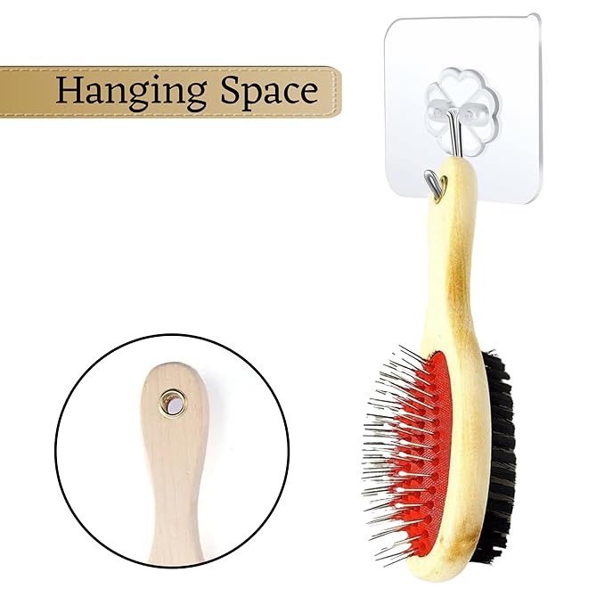 Dog Brush for Grooming Shedding Messaging & Cleaning for Long and Short Haired Dogs, Cats | 2 in 1 Pin & Bristle Soft Pet Hair Double Sided Dog Brush for Cleaning Loose Fur & Dirt (Size Small 17cm)