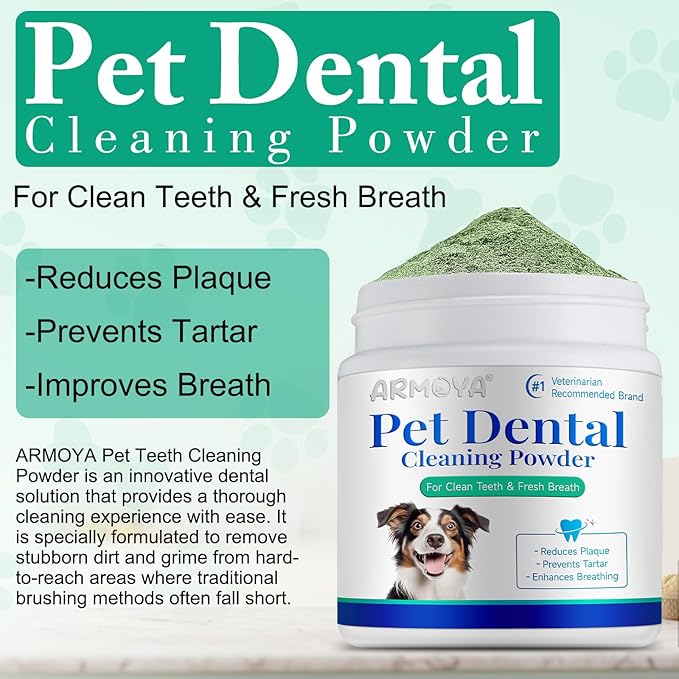 Dog Dental Powder - Teeth Cleaning Powder for Dogs - Dog Dental Care - Plaque & Bad Breath Off P-owder D-og - D-ental Care Supplies for Small - Medium - Large Do-gs