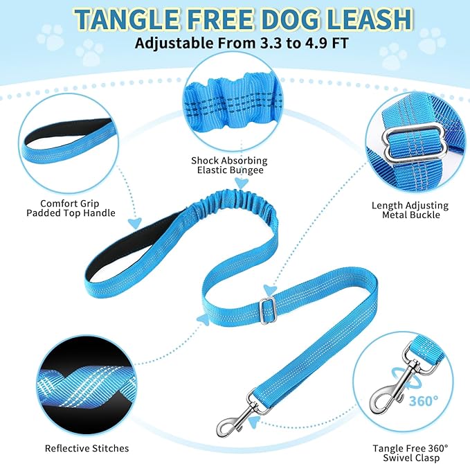 Lukovee No Pull Dog Harness and Leash Set, Soft Padded Small Dog Harness, Neck & Chest Adjustable Reflective Vest Puppy Harness with 4ft Lightweight Anti-Twist Dog Leash for Small Dogs (LBL, S)