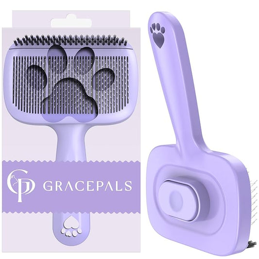 Self Cleaning Dog Brush for Shedding - Bristle Brush and Long/Short Needles Design, Skin Friendly, Slicker Deshedding Dog Brush, Hair Removal for Long & Short Haired Pets