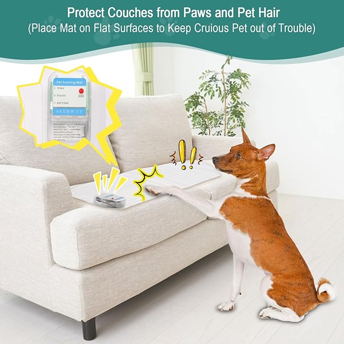 Pet Training Mat 48"x20" with Built-in Tester - Electric Shock Pad for Dogs & Cats, 3 Adjustable Modes to Keep Pets Off Couch, Bed & Kitchen Surfaces