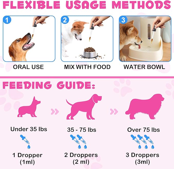Collagen for Dogs, Dog Collagen Liquid Drops with Biotin, MSM & Ginger Digestive & Immunity Support, Itch Relief, Skin & Coat and Joint Health, Dog Supplement 60ml ﻿