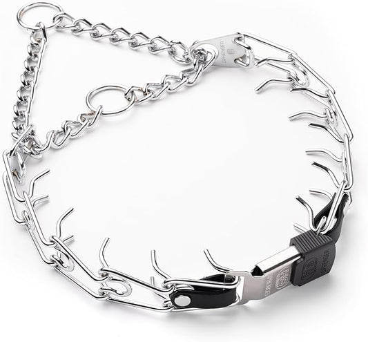 Herm Sprenger Chrome Plated Steel Dog Collar with Quick Release ClicLock Buckle O-Ring Biothane Insert Training Collar Made in Germany (Black, 22in x 3.0mm(Neck Size up to 18-19in))