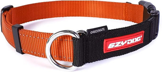 EzyDog Checkmate Martingale Collar for Dogs – Premium Nylon Training Dog Collar for Easy Control with no Choking (Small, Orange)