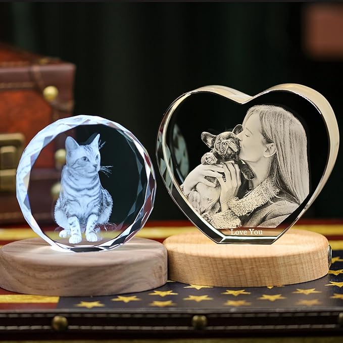 Personalized Pet Memorial Gifts,3D Crystal Photo,3D Engraved Crystal Keepsake Gift Décor Dogs Or Cats Horse Birds, Customized Dog Memorial Gifts,Personalized Photo Gifts