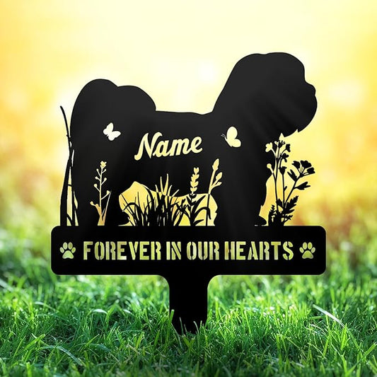 Custom Lhasa Apso Lhasa Dog Memorial Stake, Personalized Dog Grave Marker, Metal Pet Tombstone, Outdoor Sympathy Sign for Garden Yard Decor, Pet Loss Gift