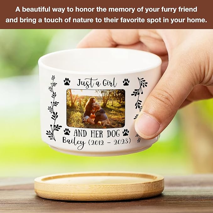 Personalized Pet Memorial Plant Pot Dog in Picture Deceased Customized Dog Cat Pet Remembrance Passing Away Heartfelt Sentimental Quote Frame Gift for Pet Owner Christmas Meaningful Birthday