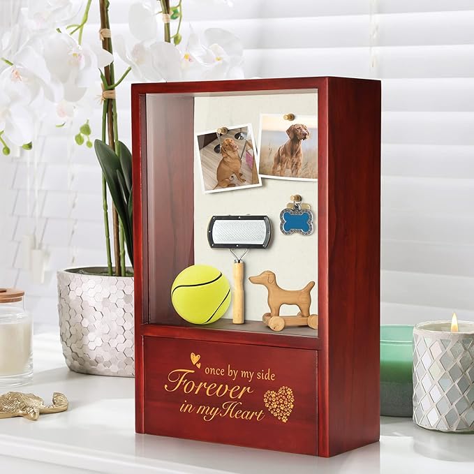 TJ.MOREE Dog Urns - Memorial Display Case, Personalized Keepsake Cremation Urns for Dog Loss - Once by My Side, Forever in My Heart