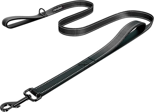 Dog Leash 4ft Long, Double Handle Dog Leash for Safety Control Training, Heavy Duty Dogs Leads with Traffic Padded Handles, Reflective Leashes for Small Medium Large Dogs(4ft, Black)