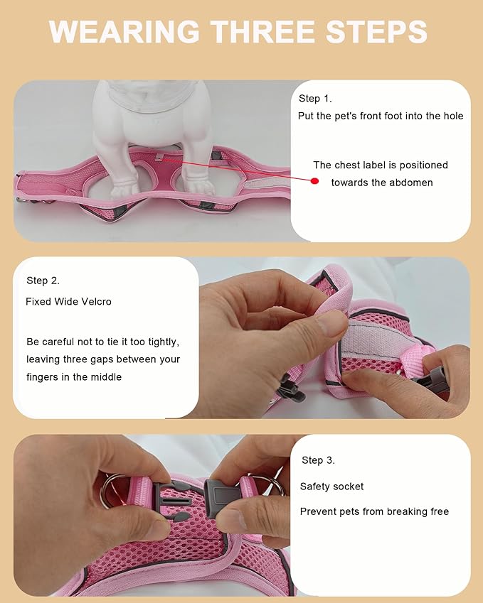 XXS Orange Soft Mesh Dog Harness and Leash Set,No Escape Puppy Harnesses for Training Walking， Reflective Adjustable Puppy Vest for Small Medium Dogs, Cats (Orange, XXS)