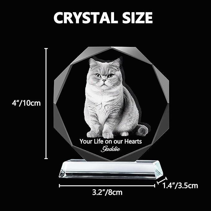 Pet Crystal Picture Frame, Dog Memorial Gifts For Loss Of Dog, Cat Pet Memorial Gifts, Personalized Crystal Photo Loss Gift, Cat Passing Away Sympathy Bereavement Gift