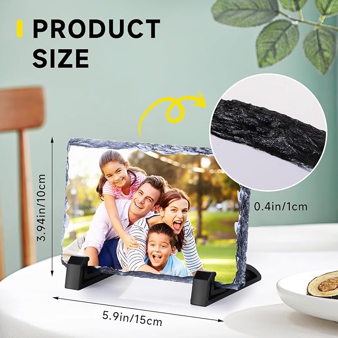 Custom Rock Slate Frame with Picture, Unique Picture Frames Personalized Picture Frame Print Photos Text Gift for Him Her Family Birthday Anniversary