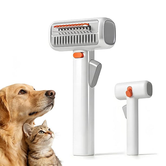 2-in-1 Self Detangling Grooming Comb for Dogs & Cats – Dematting Brush & Undercoat Rake for Long or Short Hair, Effortlessly Removes Mats, Tangles & Loose Fur for a Smooth, Healthy-Looking Coat