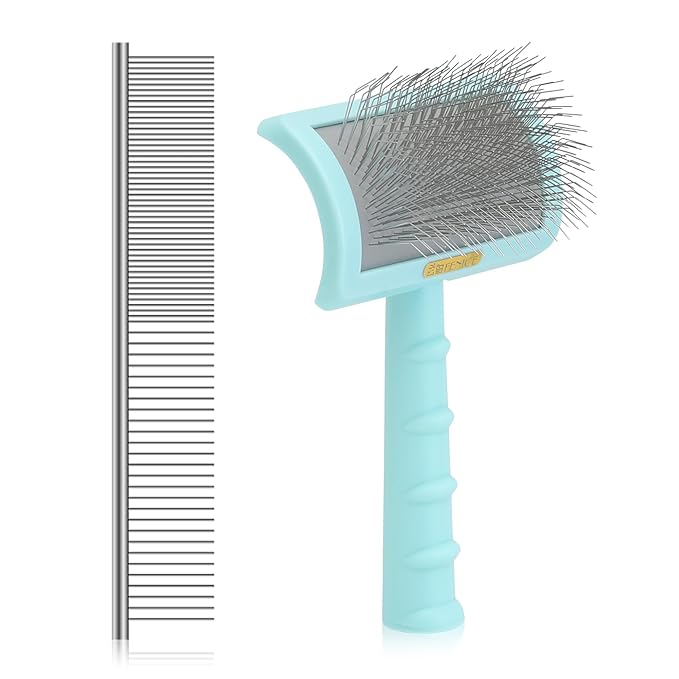 Fenice Peak Premium Dog Slicker Brush for Thick Fur, Ultra-Long 0.98" Pins, 135° Memory Soft Pins, Comfortable Non-Slip Handle, Ideal for Goldendoodle, Poodle & Labradoodle, Blue
