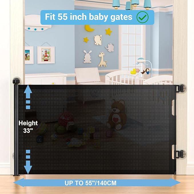 HAMOPY Auto-Lock Retractable Baby Gate Replacement Free-Punch Parts, Original Hardware Set (Including 2 x Latches + 2 x Brackets) Only Fit 55“&71” Auto-Lock Baby Gate(Black)