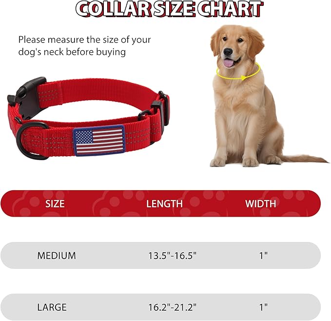 Martingale Dog Collar Quick Release Buckle No Pull Reflective Non-Slip for Medium Large Dogs Training (Red, Medium)