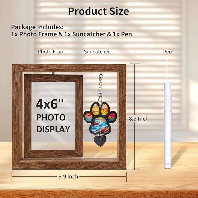 Dog Memorial Picture Frame – 4x6 Wooden Photo Frame for Pet Loss – Sympathy Remembrance Gift for Dog or Cat Lovers (Muliti-ColorPaw)