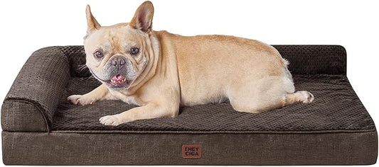 EHEYCIGA Orthopedic Dog Bed Medium Size Dogs, Memory Foam Dog Bed with Washable Removable Cover, Waterproof Pet Sofa Couch for Crate with Nonskid Bottom, 30x20x6,Brown