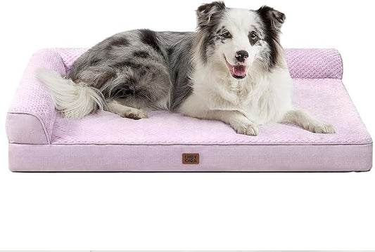 EHEYCIGA XL Dog Bed Memory Foam for Crate, Extra Large Dog Bed Orthopedic with Washable Removable Cover, Waterproof Pet Sofa Couch XLarge Size Dogs, 41x27x6.5, Lilac