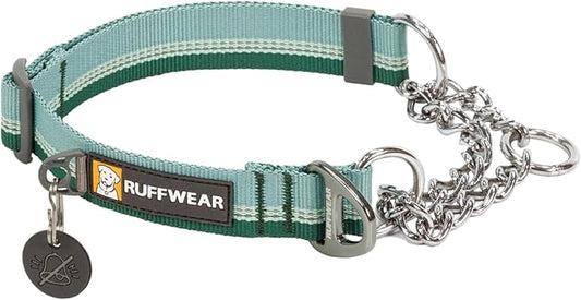 Ruffwear, Chain Reaction Dog Collar, Adjustable Reflective Martingale Escape-Proof Collar with Stainless Steel Chain, Professional Training Control, River Rock Green, 11"-14"