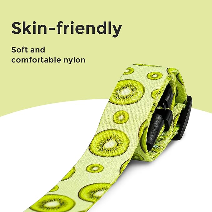 Kazazoo Dog Collar Cute and Soft Nylon Puppy Collar for Boy and Girl, Adjustable Dog Collars for Small Medium Dogs, Kiwi Fruit-XS