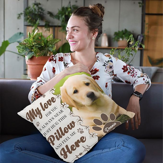 Alienc Personalized Dog Memorial Pillow with Photo - Custom Pet Memory Gift, Soft Sympathy Gift for Loss of Dog or Cat, Heartfelt Remembrance Throw Pillow