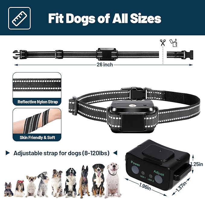 Citronella Bark Collar, Rechargeable Anti Bark Collar [1 Citronella Spray Refill] 2 Adjustable Spray & Sensitivity Level Humane No Shock Barking Collar for Small Medium Large Dogs/Breed