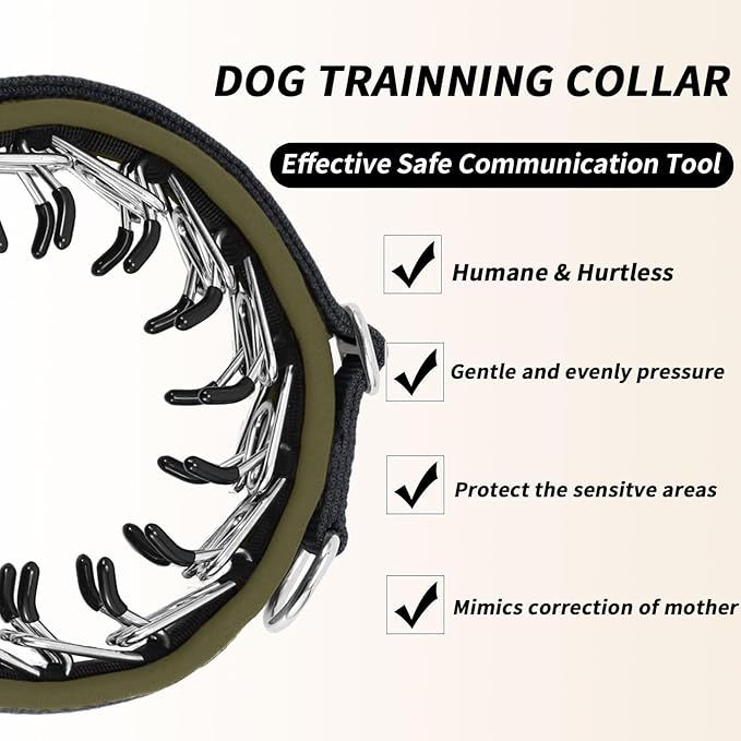 Martingale No Pull Dog Collar for Large Medium Small Dogs, Heavy Duty Nylon Reflective Adjustable Anti Pull Slip Collar with Buckle for Training Walking S Black Army Green