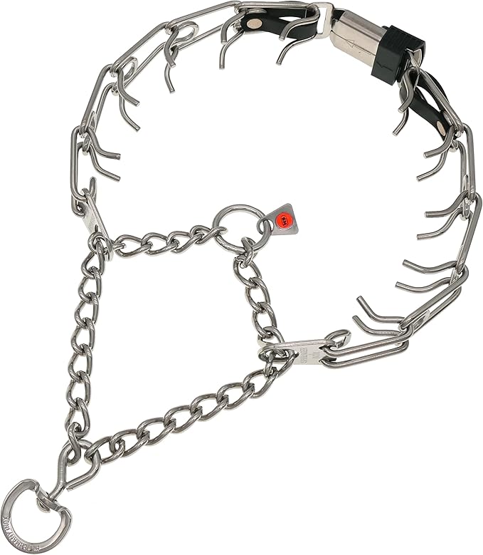 Herm Sprenger Dog Training Prong Collar with Quick Release ClicLock Buckle and Biothane Insert Stainless Steel No-Pull Collar Made in Germany (23in x 3.2mm Prongs (Neck Size up to19-20in))