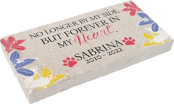 Personalized Pet Memorial Stone, 6x12 Custom Limestone Pet Grave Markers as Keepsake or Pet Remembrance, Thoughtful Pet Loss Gifts for Bereaved Pet Owners, Personalized Memorial Gifts (Sabrina)