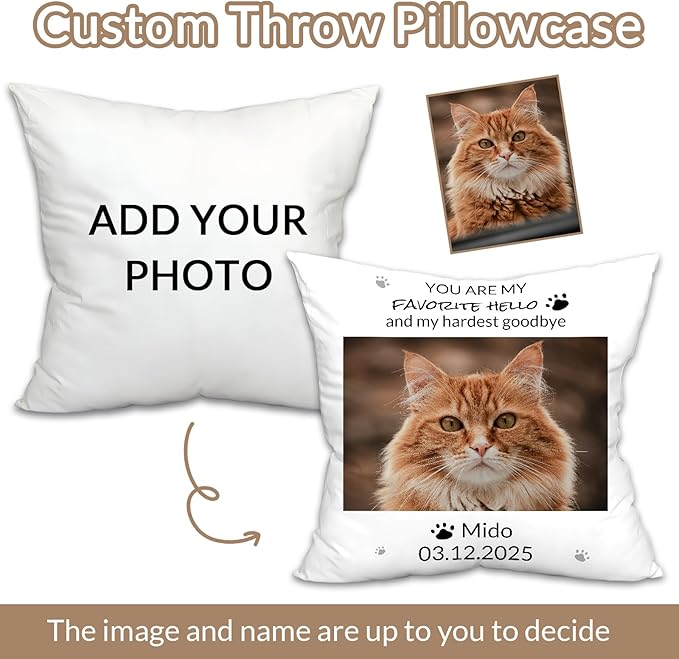 Custom Dog Memorial Throw Pillow with Photo - Personalized Loss of Dog Sympathy Gift for You | Pet Memorial Gifts for Dogs/Cats (Style 2)