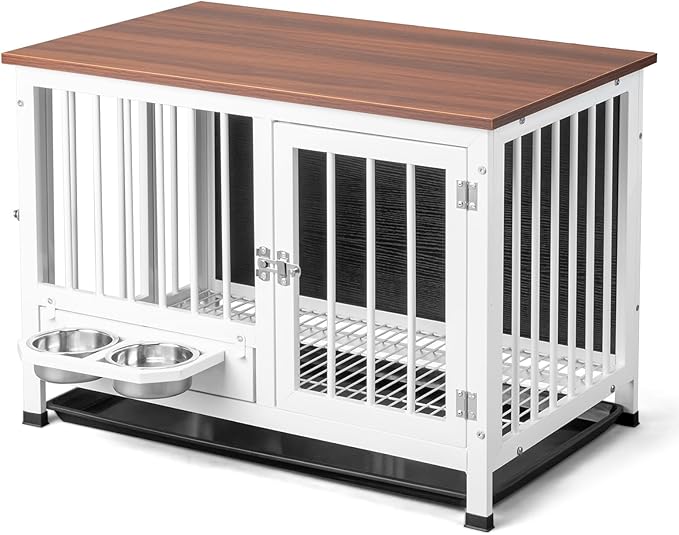 VINGLI Dog Crate Furniture (Medium-32 inch White)