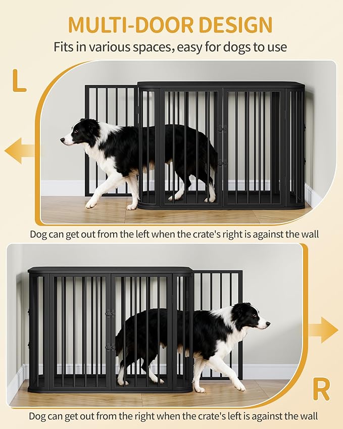 39.4'' Dog Crate Furniture, L Indoor Dog Kennel Dogs Cage, Modern Decorative Pet House for Small/Medium/Large Dogs, Anti-Chew & Anti-Escape, Kennel End Side Table TV Stand, Black DFC88704B