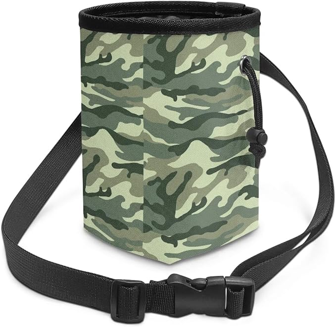 Camo Pet Treat Pouch Dog Treat Bag Pet Training Treat Bag Dog Treat Carrier Holder Pet Feed Snack Reward Bag with Waist Belt Shoulder Strap