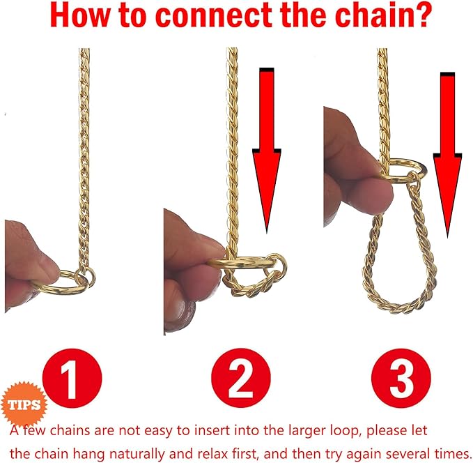 Heavy Duty Dog Choke Collar Slip Dog P Chain Snake Collar Plating Anti-Rust Dog Training Collars for Small Large Dogs Black/Gold/Silver/Rose Gold 15.5in-29.5in (23.5in, Gold)