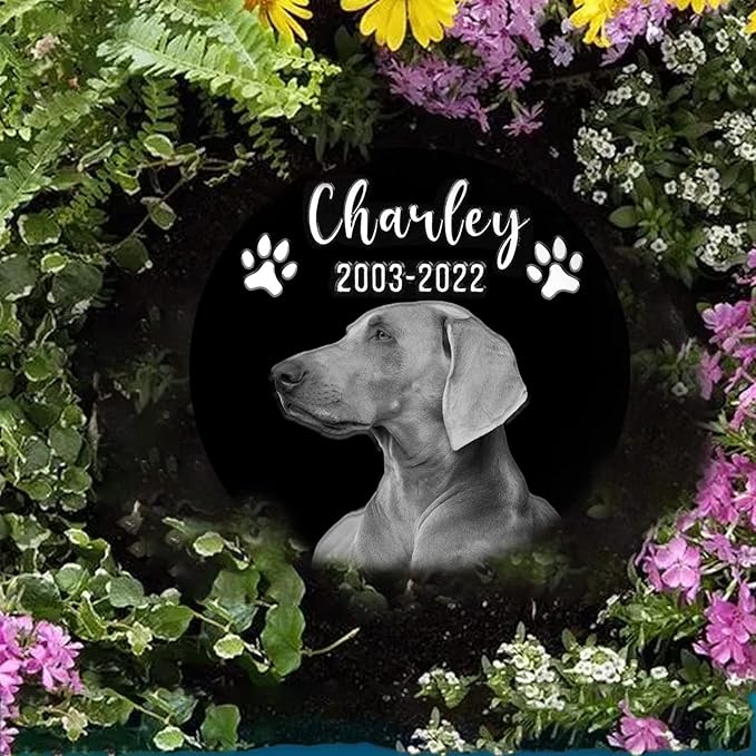 LINMAGCO Dog Memorial Gifts for Loss of Dog,Dog Memorial Stone,Pet Memorial Gifts with Photo, Customized Pet Headstone,Cat Memorial Gifts,Decorations for Grave